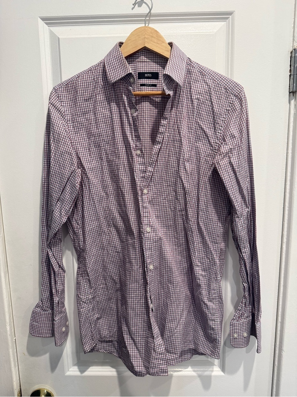 Hugo Boss Men's Purple Glen Plaid Button-Down Shirt